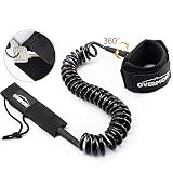 OVERMONT Surfboard Leash 7mm 10 Füße TPU Paddle Leash mit Fußschlaufe Klettverschluss für Stand Up Paddle Board Surfboard Schw
