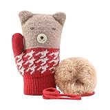 Weihnachten Winter Baumwollhandschuhe Cartoon Drucken Hanghalshandschuhe Handwärmer Fleece gefüttert Verdicken Handschuhe Ganz Finger Therme Outdoor Handschuh Weihnachten Geschenke für 6-12 J