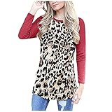 Damen Langarm Casual Rundhals Lose Tunika Top Bluse T-S