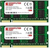 Komputerbay Arbeitsspeicher 4GB 2X2GB DDR2 667MHz PC2-5300 CL5 SO-DIMM (200-PIN, für Notebooks) Laptop - SODIMM Sp