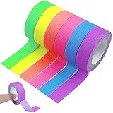 6 Farben Fluorescent Tape 6 Stück Neonbänder Fluoreszierende Fluorescent Klebeband Neon Tape Neon Klebeband Bunt Geeignet für Partydekoration, Weihnachtsdekoration und Thanksgiving-Dek