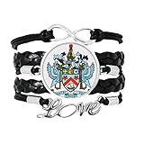 DIYthinker Saint Kitts and Nevis Armband mit Nationalemblem, verdrehtes Leder, Strickseil, Geschenk