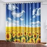 YTSDBB Verdunkelungsvorhang ​Kinderzimmer Himmel Blumen Landschaft B 234 x H 230 cm Thermovorhang Schlafzimmer Lichtundurchlässig Stoff Lärmschutzvorhang für Junge Mädchen Wohnzimmer Teenag