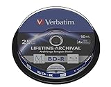 VERBATIM MDISC BD-R Blu-ray Rohlinge 25 GB I Blu-ray-Disc mit 4-facher Schreibgeschwindigkeit I 10er-Pack Spindel I großflächig bedruckbar I Blu-ray-Disks für V
