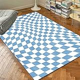 FACWAWF Karo Bedruckter Kurzflor-Teppich Großer Wohnzimmer-Teppich Pelz Kinderzimmer Schlafzimmer-Teppich Waschbar Rutschfester Korridor-Teppich 80x120