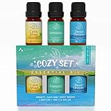 Asakuki Top3 Ätherische Öle Geschenk Set - 100% Reine Therapeutische Aromatherapie Diffusor Öle für Schlaf Verbessern, Angst und Druck Entlasten, Immunabwehr, Muskeln Entspannen, Fühlen Sie Sich G