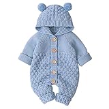 Haokaini Neugeborenes Baby Ohr Kapuze Gestrickte Strampler Overall Winter wärmer Schneeanzug für Jungen M