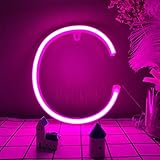 LED Rosa Neon Brief Zeichen Wörtern Neonlichter Alphabet Brief Zeichen Batterie/USB operierte LED Marquee Word Neonlampen Partei Zubehör Wandhängung Dekor für Geburtstag Hochzeit Bar Schlafzimmer (