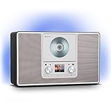 auna Scala VCD-IR - Internetradio Digital-Radio, CD-Player, DAB/DAB+/UKW Radio, 2 x 10 Watt RMS Lautsprecher, LED-Ambient-Backlight in 7 Farben, WLAN, Spotify Connect, schw