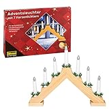 Idena 8582068 - Adventsleuchter aus naturfarbenem Holz mit 7 warmweißen Kerzenlichtern, mit Ersatzlampe, Anschlusskabel mit Schalter, ca. 40 x 30 cm groß, Dekoration für Weihnachten,