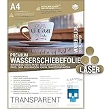 SKULLPAPER® Wasserschiebefolie TRANSPARENT für Laserdrucker - hauchdünn DIY Decal Abziehbild - Nassschiebefolie für Keramik, Glas, Kerzen, Metall, Kunststoff, Modellbau (A4-8 Blatt)