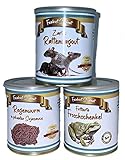 3er Set Regenwurm in Sojasoße, Zartes Rattenragout und Frittierte Froschschenkel aus der Dose, Scherzarktikel, Lustige Geschenkidee, Party-Brüller, Spaßgeschenk, Halloween, Geburtstagsgeschenk