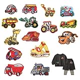 Bügelflicken Kinder, 15 Stück Patches Zum Aufbügeln Patch Sticker Kinder Cars Applikation Flicken Zum Aufbügeln Gestickte Aufnäher Applikation für DIY T-Shirt Jeans Kleidung Applique Zubehö