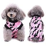 SELMAI Body für Hunde Nach op Mode Tarnung Medical Pet Shirt Katze Hund Kastration E-Kragen Alternative Tragen für Hautkrankheiten Wunden Chirurgische Versorgung Haustier Verhindern Lecken Rosa XS