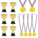 STOBOK 24Pcs Mini Trophäen Und Auszeichnungen Set Gold Award Trophäe Tassen Kunststoff Trophäe Tasse mit Glänzenden Goldenen Gewinner Medaillen für Kinder Und Erwachsene Party F