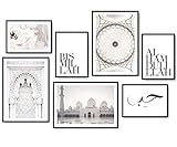 Hyggelig Home Premium Poster Set - 7 islamische Bilder im stilvollen Set - Bild Wand Deko - 3 x DIN A3 + 4 x DIN A4 - Set Islamic ohne R