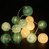 LED Lichterkette Baumwollkugeln mit Stecker, 3,8m 20er Cotton Ball Lichterketten Kugeln Nachtlicht für Weihnachten, Hochzeit, Party, Zimmer, Wohnheim, Innen Dek