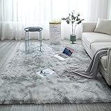 Blivener Soft Touch Area Rug Bedroom Anti-Skid Yoga Carpet Shaggy Rugs Fluffy Motley Tie-dye Carpets Hellgrau 160 x 200