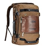 KAUKKO Rucksäcke Vintage Herren Schulrucksack Wanderrucksack Canvas Rucksacke Retro Stylisch Backpack für Outdoor Reisen Wandern mit Großer Kapazität (Khaki)