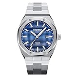 Herren Automatikwerk Automatik-Uhr Armbanduhr Blaues Zifferblatt mit Edelstahl Armband…