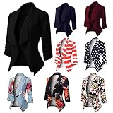 Eaylis Damen Blazer Mantel Slim Cardigan Work Office Anzug 3/4 Ärmel Jacke Formeller Mantel, Freizeit Business Anzugjacke ein Knopf Übergangsjacke Slim Fit Jacke Kurz M