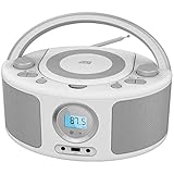 CD-Radio Tragbare CD-Player-Boombox mit Bluetooth- und FM-Radio, USB-Eingang und 3,5-mm-AUX-Kopfhörerbuchse (Grau)