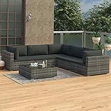 BJYX Gartenlounge Gartenmöbel 6-TLG. Poly Rattan Grau Lounge Sitzgruppe Garnitur S