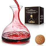 Decanter,Baban Wein Dekanter, 1L Rotwein Bleifreies Glasdekanter, Dekantiergefäß Glasbelüftungsweinkaraffe, Perfektes Geschenkset Dekantierer für Weihnachten Weinliebhab