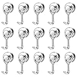 Anksixx Magnethaken Extra Stark, 16mm Neodym Magnet Haken hält, 15 Stück Super Starker Magnete mit Haken, 9KG Drehbar Magnetischer Haken für Küche Büro Schließfächer Kühlschrankmag