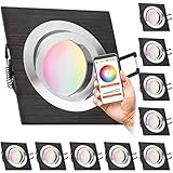 10er RGB CCT LED Einbaustrahler Set GU10 in schwarz mit 5W Leuchtmittel von LEDANDO - RGB + Warm bis Kaltweiß - inkl. WiFi APP-Steuerung - Tuya Smart L