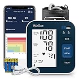 Blutdruckmessgerät Oberarm Bluetooth mit Smart App, Digitales automatisches Blutdruckmessgerät mit großer Manschette 9-16in, 2 * 120 Speicher, Arrhythmieprüfung