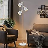ZMH Stehlampe Wohnzimmer vintage schwenkbare Stehleuchte 3 Flammig E27 Fassung je max 25W, Höhe: 166cm Weiß und Holzfarbe Standleuchte Wohnzimmerlampe für Schlafzimmer leselamp