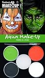 Kreul 37086 - Fantasy Aqua Make Up Hexe, Kürbis, 4 Farben, 1 Schwamm, 1 Pinsel, 1 Schminkanleitung, Schmink