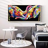 Große Größe Wandkunst Leinwand Tier Malerei Abstrakte Elefanten Paare Bild Vintage Poster Und Drucke Wohnkultur Malerei 60x120cm R