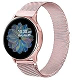 ZGCE Kompatibel mit Samsung Galaxy Watch Active/Active 2 40mm/44mm Armband, 20mm Edelstahl Mesh Metall Uhrenarmband für Gear Sport/S2 Classic/Garmin Vivo Active 3/Watch 3 41mm (20mm, Rosa)