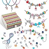 Lishang 57Pcs Schmuck Basteln Mädchen Charm Armband Kit DIY Armbänder Selber Machen Set Schmuck Bastelset Mädchen Kits Anhänger Perlen Kette Schmuckherstellung Geschenke Kinder Geburtstag (57)