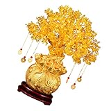 Wakauto Chinesischer Feng Shui Geldbaum Goldener Glücksbaum Feng Shui Baum Bonsai Stil Dekoration für Glück Und Reichtum Feng Shui Ornament Bonsai (Gold)