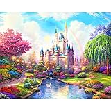 BBNBY DIY 5D Diamant Malerei Kits Voller Rundbohrer Malen nach Zahlen Stickerei Strass Kristall Zeichnung Geschenk für Erwachsene Kinder Garten Schloss Gebäude Mosaik Machen Kunst Malerei für W