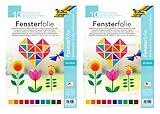 folia 455409 - Fensterfolie, selbsthaftend, transparent, farbig Sortiert, ca. 23 x 33cm, 10 Blatt - ideal zur Gestaltung von Fensterbildern (2)