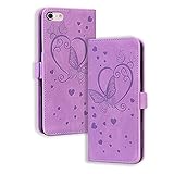 Rosbtib Hülle für iPhone 7/8/SE 2020, Premium Leder Magnetic Closure Standfunktion Flip Schutzhülle, Handyhülle für iPhone 7/8/SE 2020 (Lila Schmetterling)