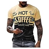 Dasongff Große Größe T-Shirt für Herren M bis 3XL - Männer TShirt mit Bedruckt Rundhalsausschnitt Sommer Casual Slim Fit Fitness Kurzarm Shirts Activewear Tops Trainingsshirt für H