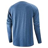 Herren-Hemd, Jacke, Hoodie, Rundhalsausschnitt, lange Raglanärmel, schmale Passform, Knöpfe, Pullover, Hemden, Tops, Bluse, Sweatshirts, Fitness, Training, Laufbekleidung, blau (1), S