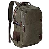 Rucksack Herren Canvas 17.3 Zoll Laptop Rucksack 35L Schulrucksack Studenten Rucksack Jungen Teenager Arbeitsrucksack für Alltag Business Casmpus Schwarz (Schwarz) (Grün)