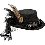 NET TOYS Steampunk Hut Gothic Zylinder schwarz Viktorianische Kopfbedeckung Accessoire Retrofuturismus Zylinderhut Retrolook Punk Kostü