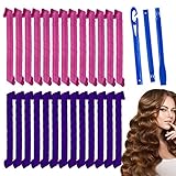 Rekey 26Pcs Magic Spiral Lockenwickler Set Haarstyling Werkzeuge Keine Hitze Flexible DIY Lockenwickler mit Styling Haken für Frauen Mädchen(Pink und lila,55cm)