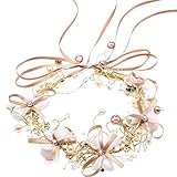 Hochzeit Stirnband Blume Haarkränze Silber Krone Braut Haar Girlande Haarschmuck mit Band für Braut und Brautjungfern Gefälligkeiten (Style A)
