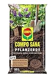 Compo SANA Pflanzerde mit 10 Wochen Dünger für alle Stauden, Büschen, Hecken und Bäume, Kultursubstrat, 50 Liter, b