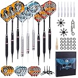 BLESION Dartpfeile mit Kunststoffspitze[18g], 9 Stück Profi Softdarts dartpfeil für Elektronische Dartscheibe mit 6 PC-Shafts 9 Dart Flüge 20 Gummiringen 50 zusätzlichen Dartsp