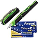 Pelikan Füllhalter Style Neon, Feder M [ grün ] + 10 Patronen Großraum GT