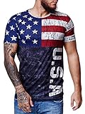 OneRedox Herren Länder T-Shirt Kurzarm Rundhals Fußball USA 1513 M